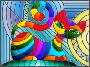 Stained Glass Cat - Crystal Canvas Design