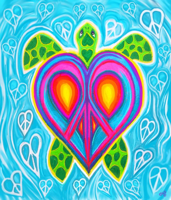 Peace Heart Sea turtle - Canvas Art design