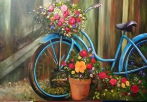 Bicycle Stop - Exclusive - by Joyce Lapp 40*50cm (approx 16x20 in)