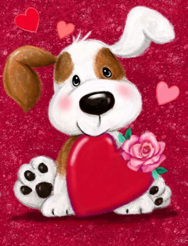 Valentine’s Dog - Animals Crystal Canvas Art