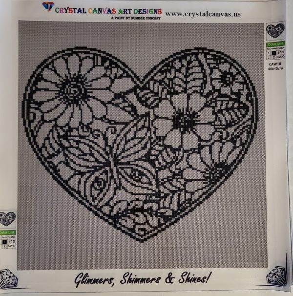Flower Heart - Black and White Art Design