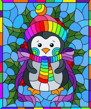 Stained Glass Penguin by Natalia Zagorii 40*50cm (approx 16×20 in)