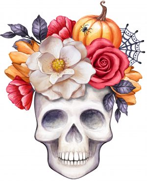 Autumn Flower Skull - Drills & Chills Paint Design