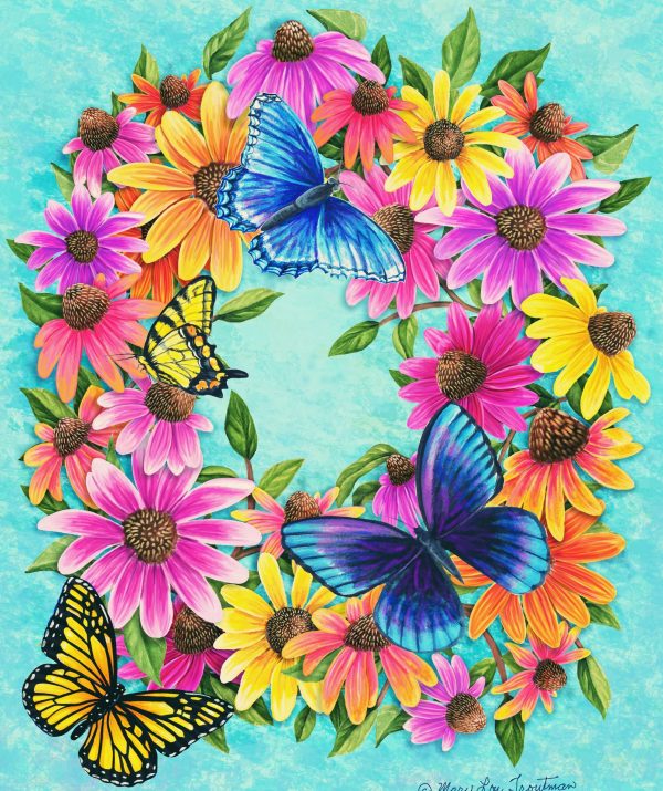 Beautiful Butterfly Wreath Crystal Canvas Art